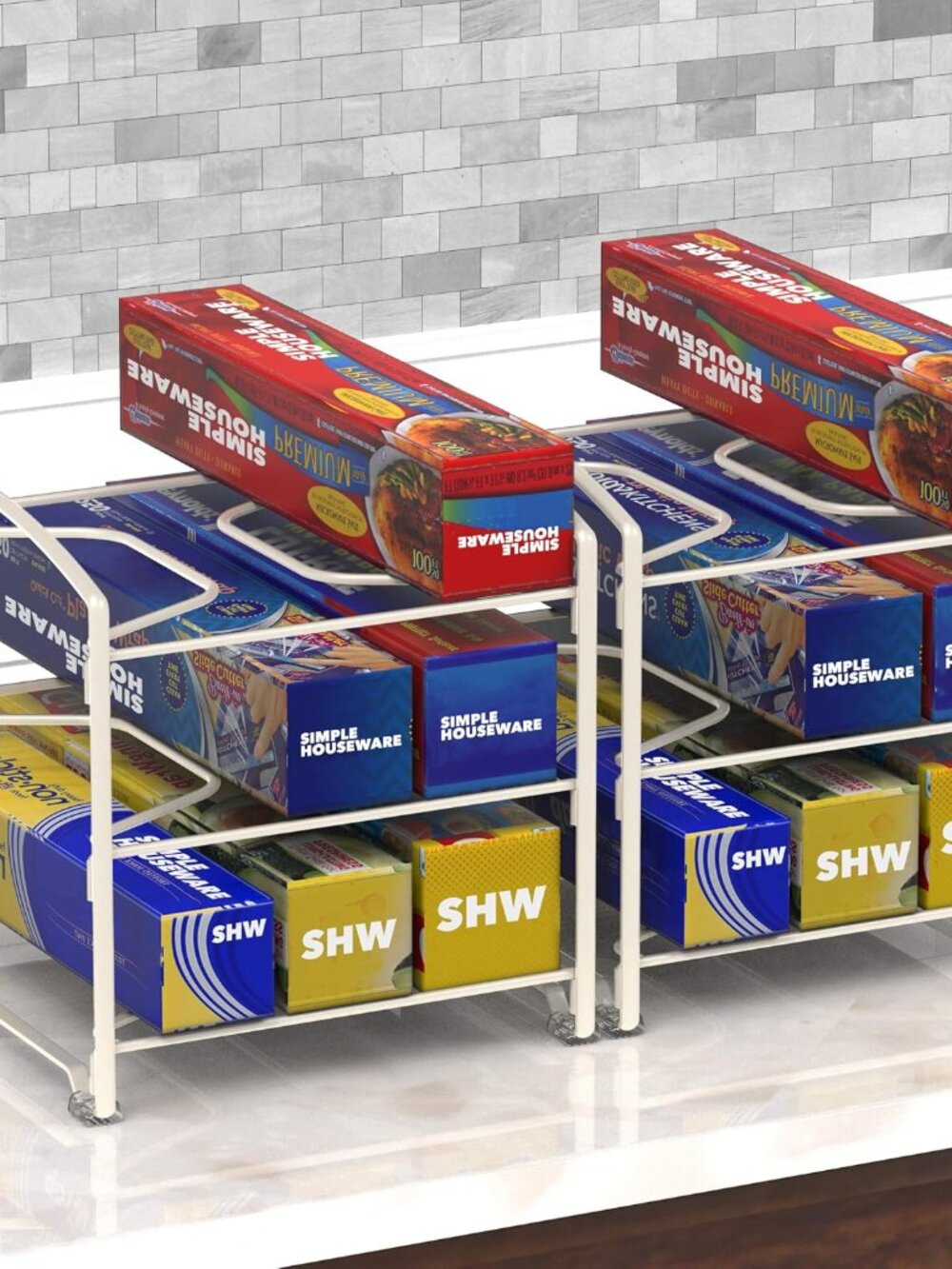 Kitchen Wrap Organizer Rack, White - Picture 4 of 4